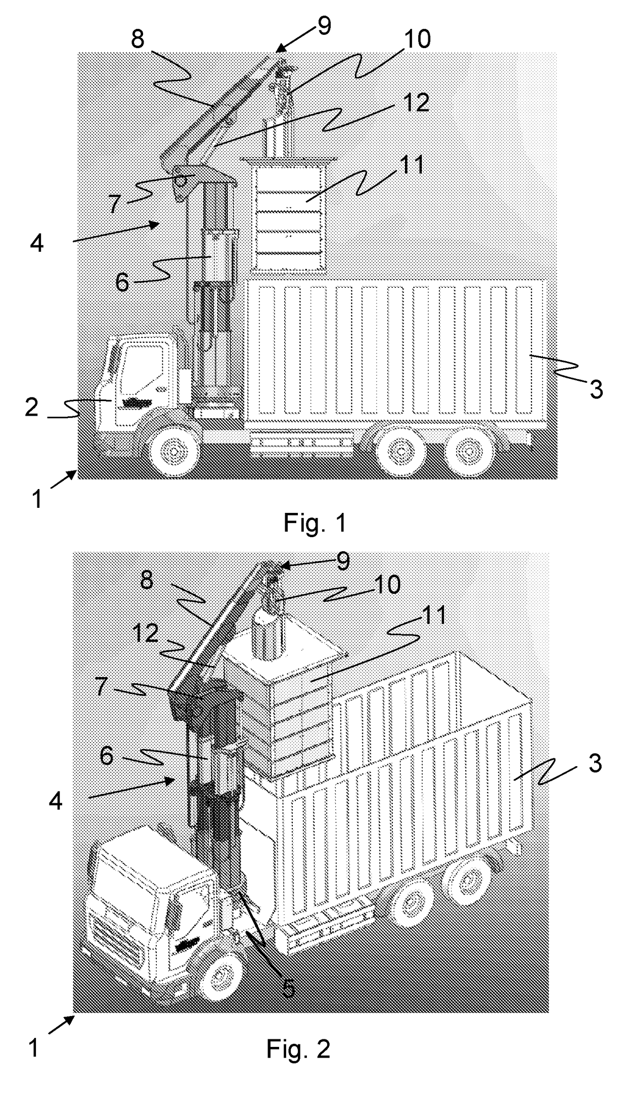 Lifting device on a lorry