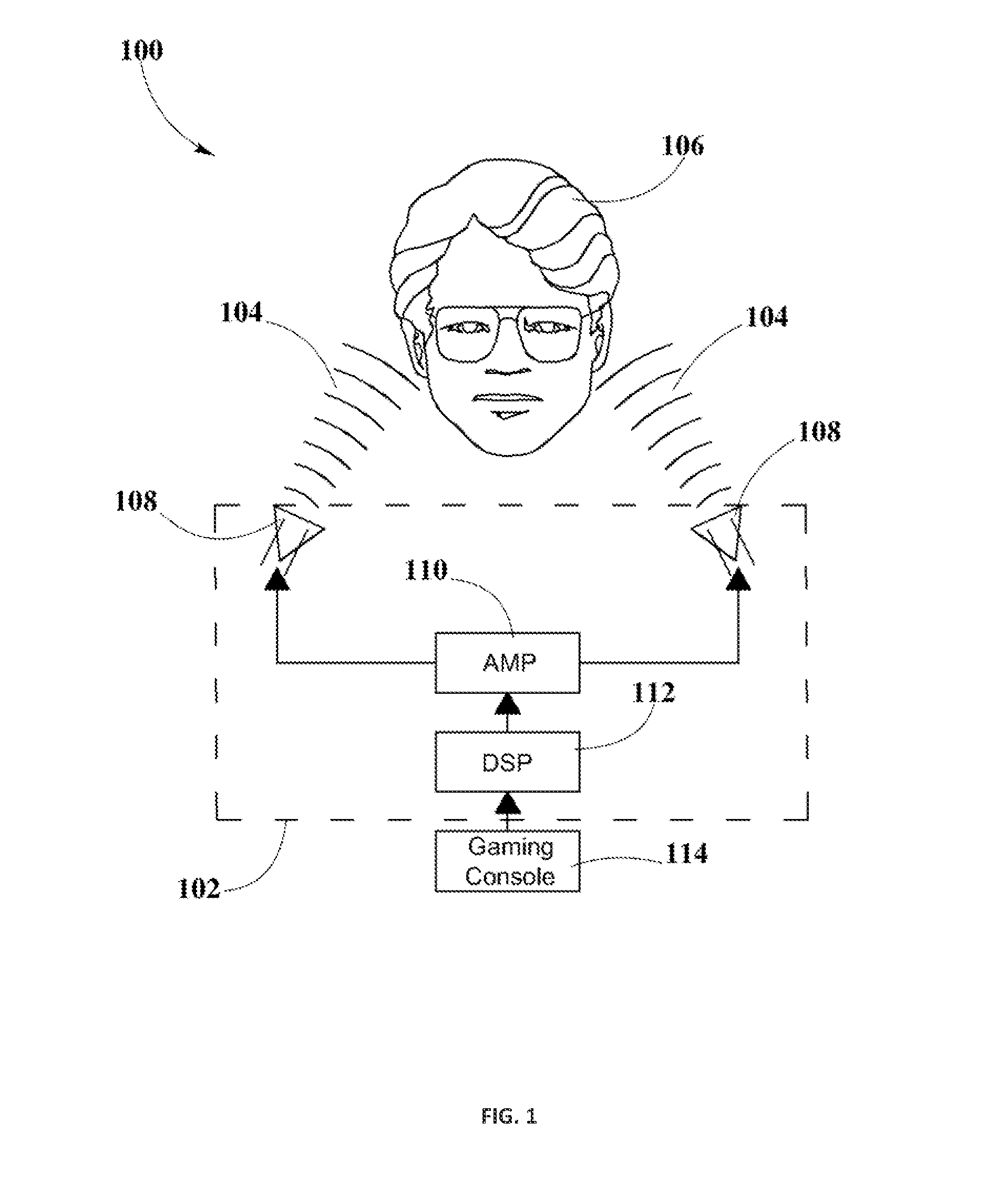 Video gaming system with ultrasonic speakers