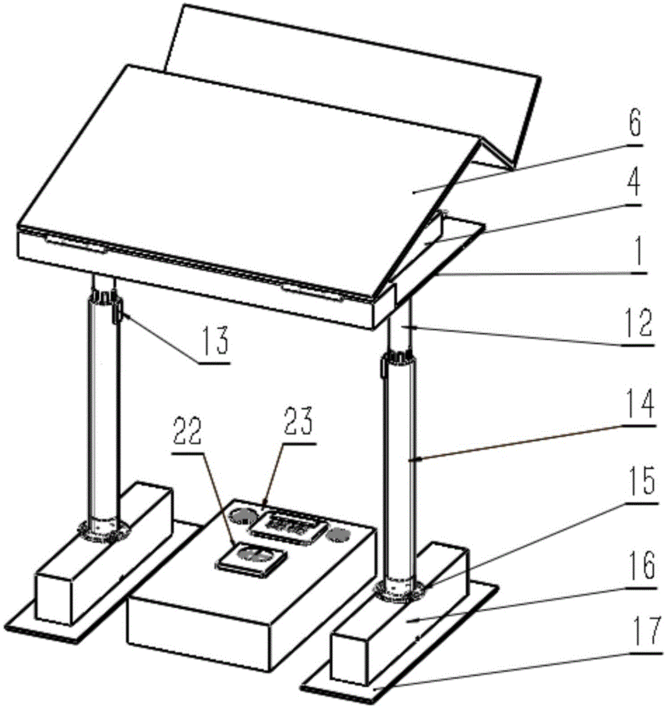 Study desk capable of automatically adjusting desktop angle and height