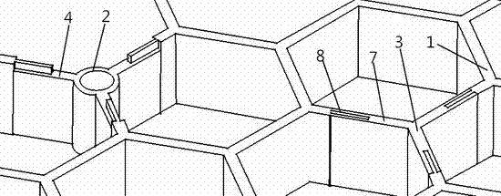 Regular-hexagon honeycomb core with detachable circular noise-reducing structures