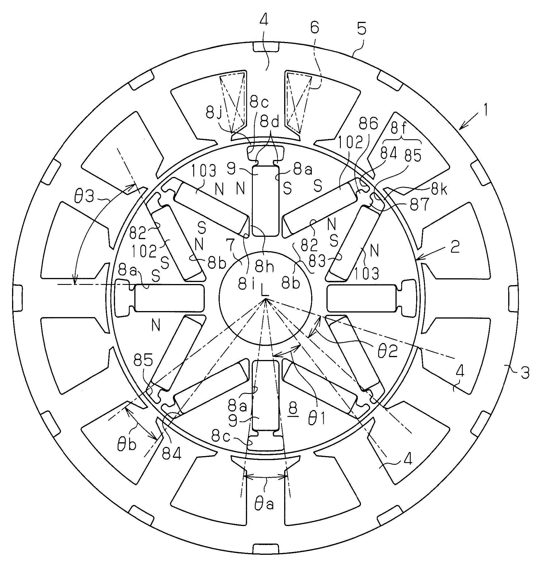 Embedded magnet type motor