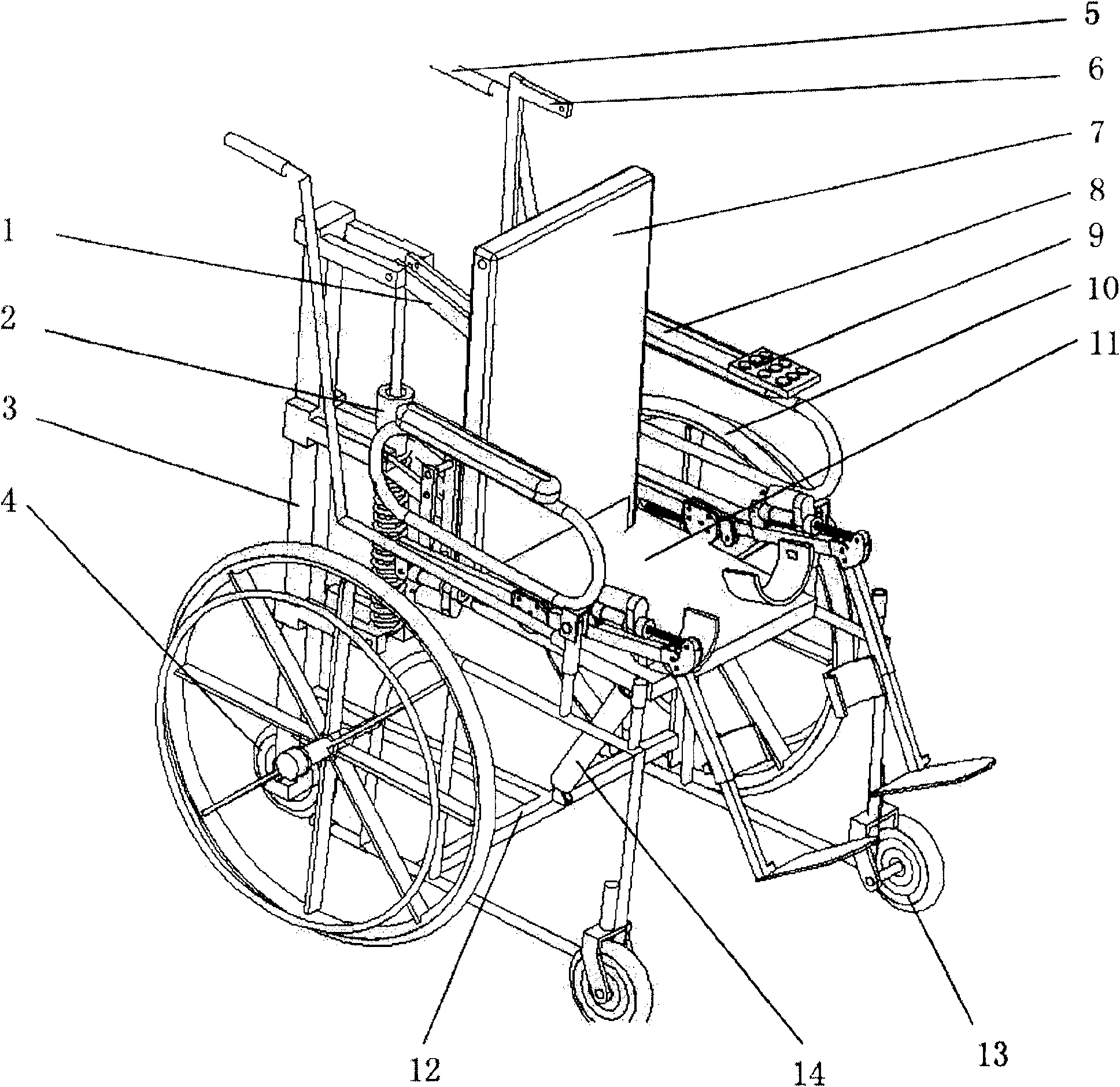 Wheel chair type robot for walking training of paraplegia patient