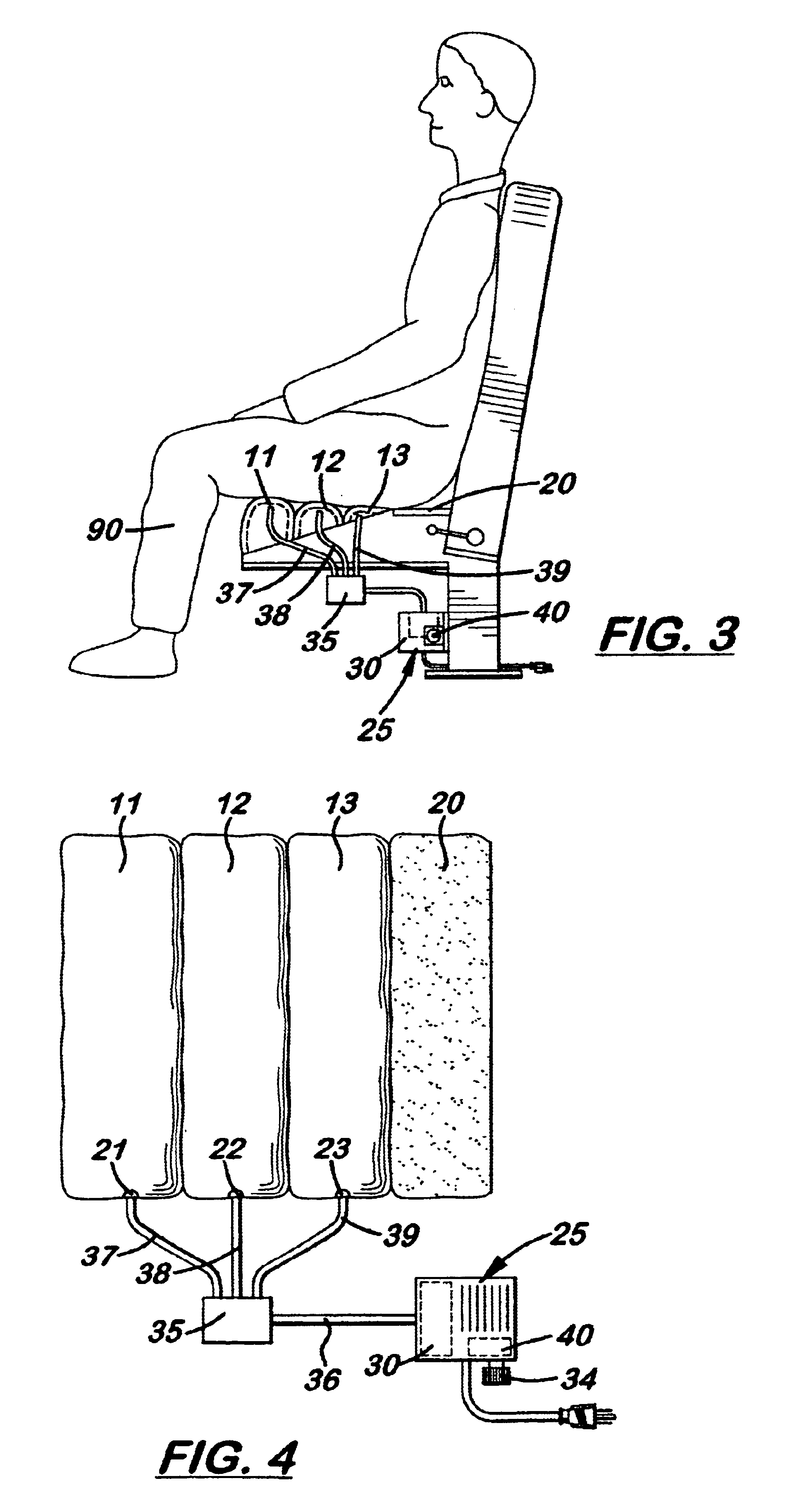 Body supporting, serial inflating seat