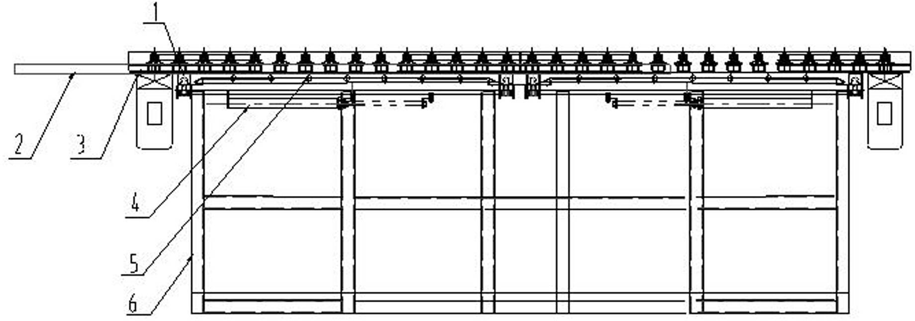 Continuous automatic line conveying equipment unit capable of synchronously and medially clamping