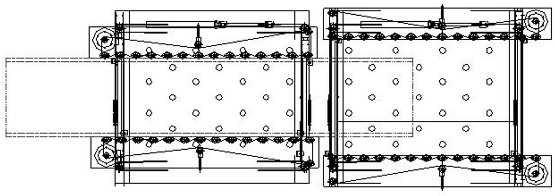 Continuous automatic line conveying equipment unit capable of synchronously and medially clamping