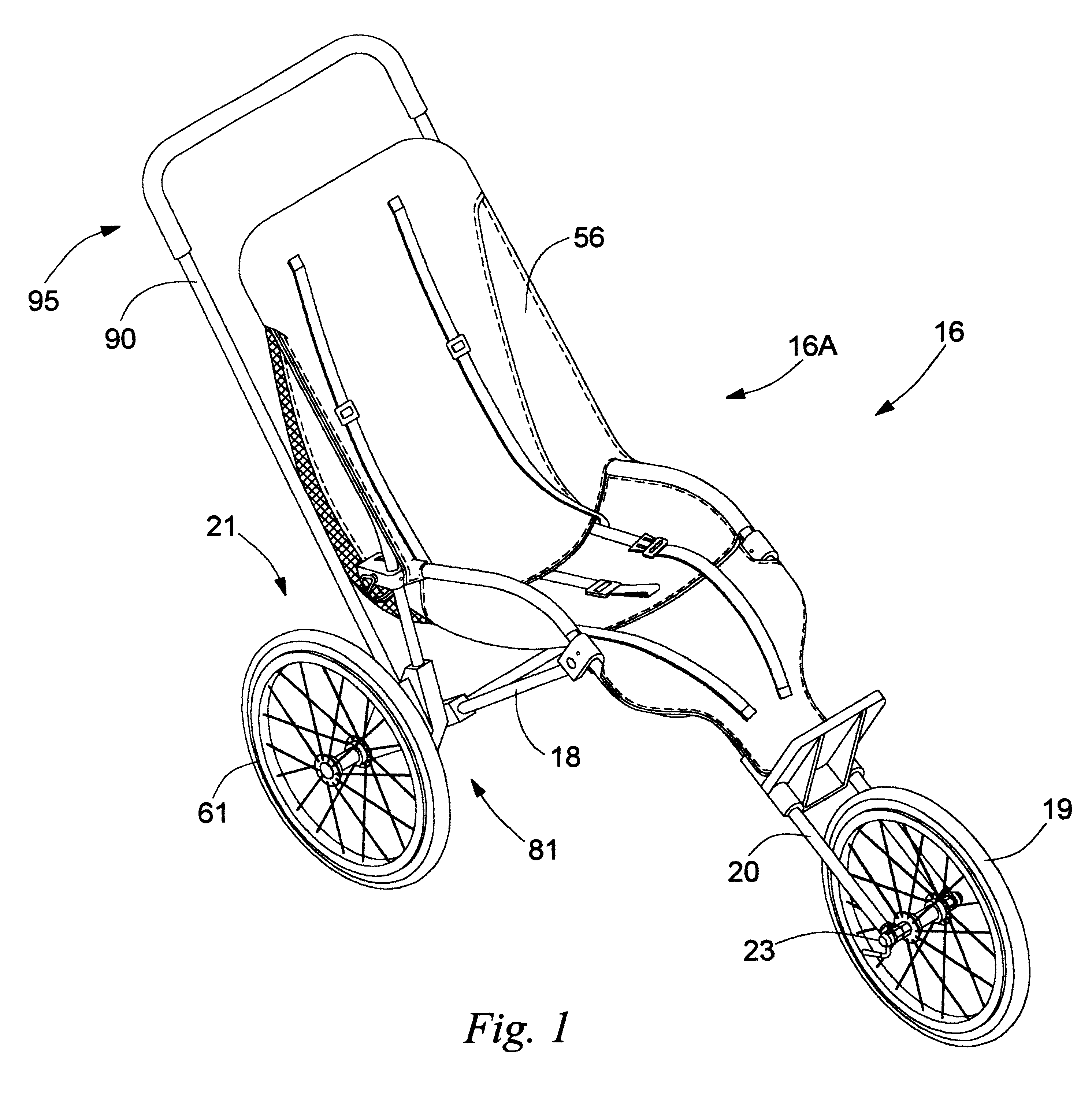 Convertible jogging stroller and trailer