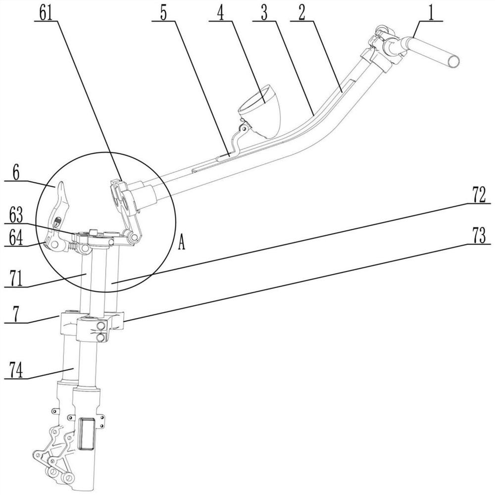 Front fork folding vertical pipe