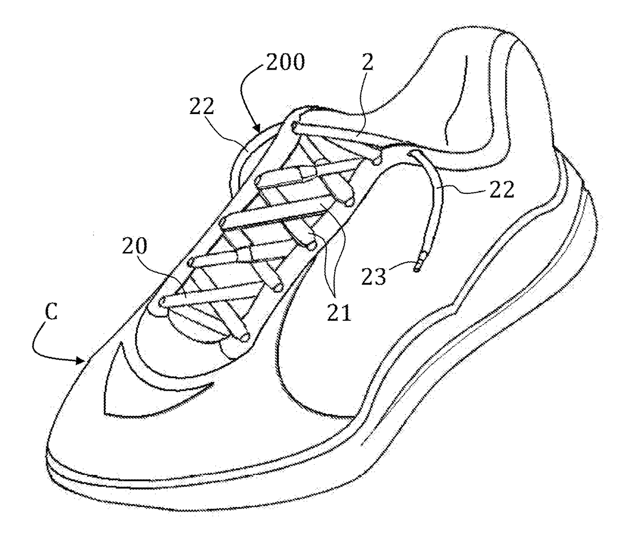 Shoelace comprising a silicone band