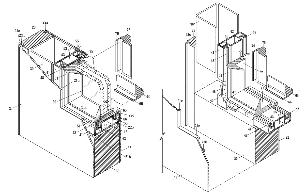 Door structure with glass