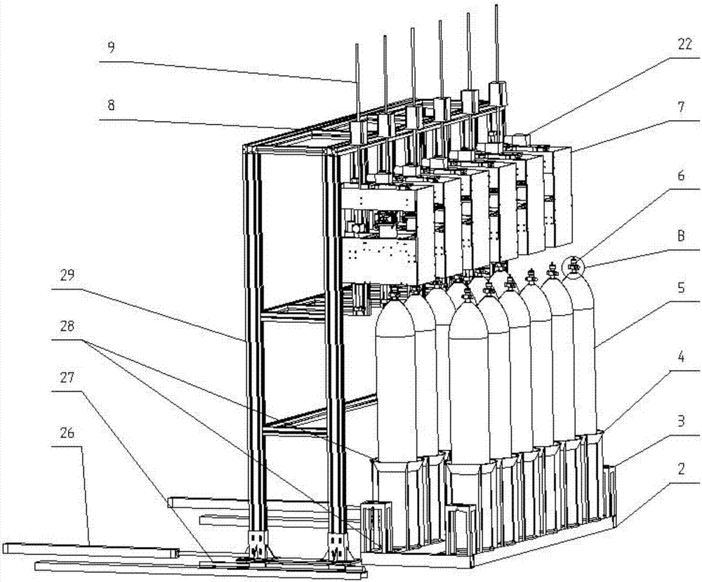 Automatic gas cylinder filling device and method