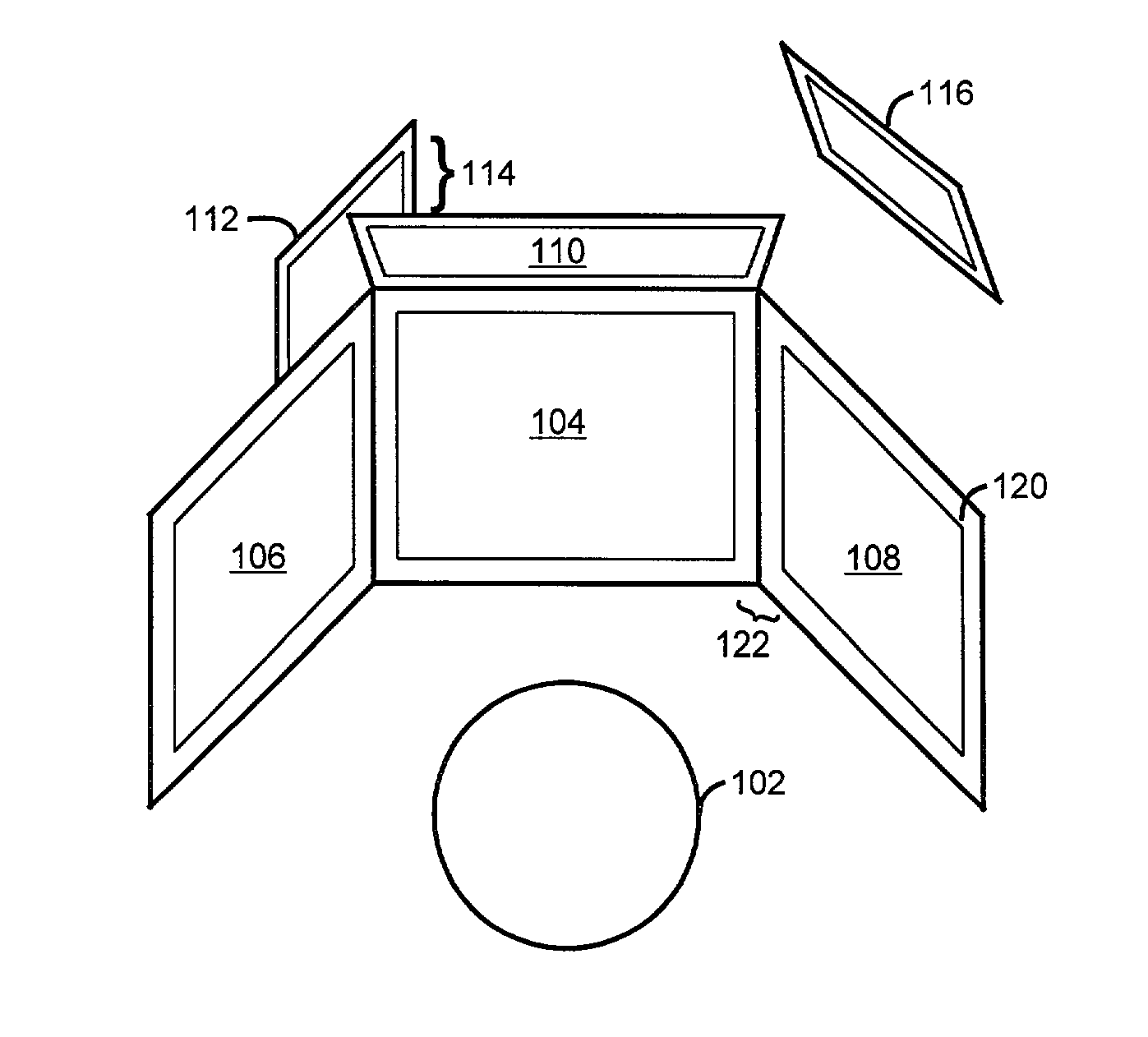 Computer display system using multiple screens