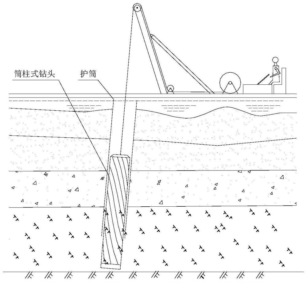 Rock-socketed oblique pile impact-drilling and pile-forming construction process