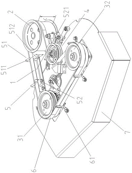 Mowing table transmission device of pedestrian-controlled lawn mower