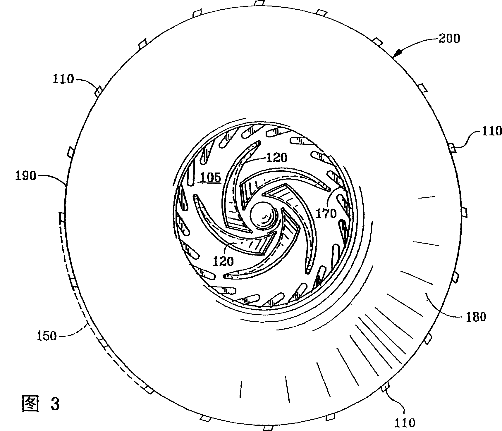 Pump impeller having separated offset inlet venes