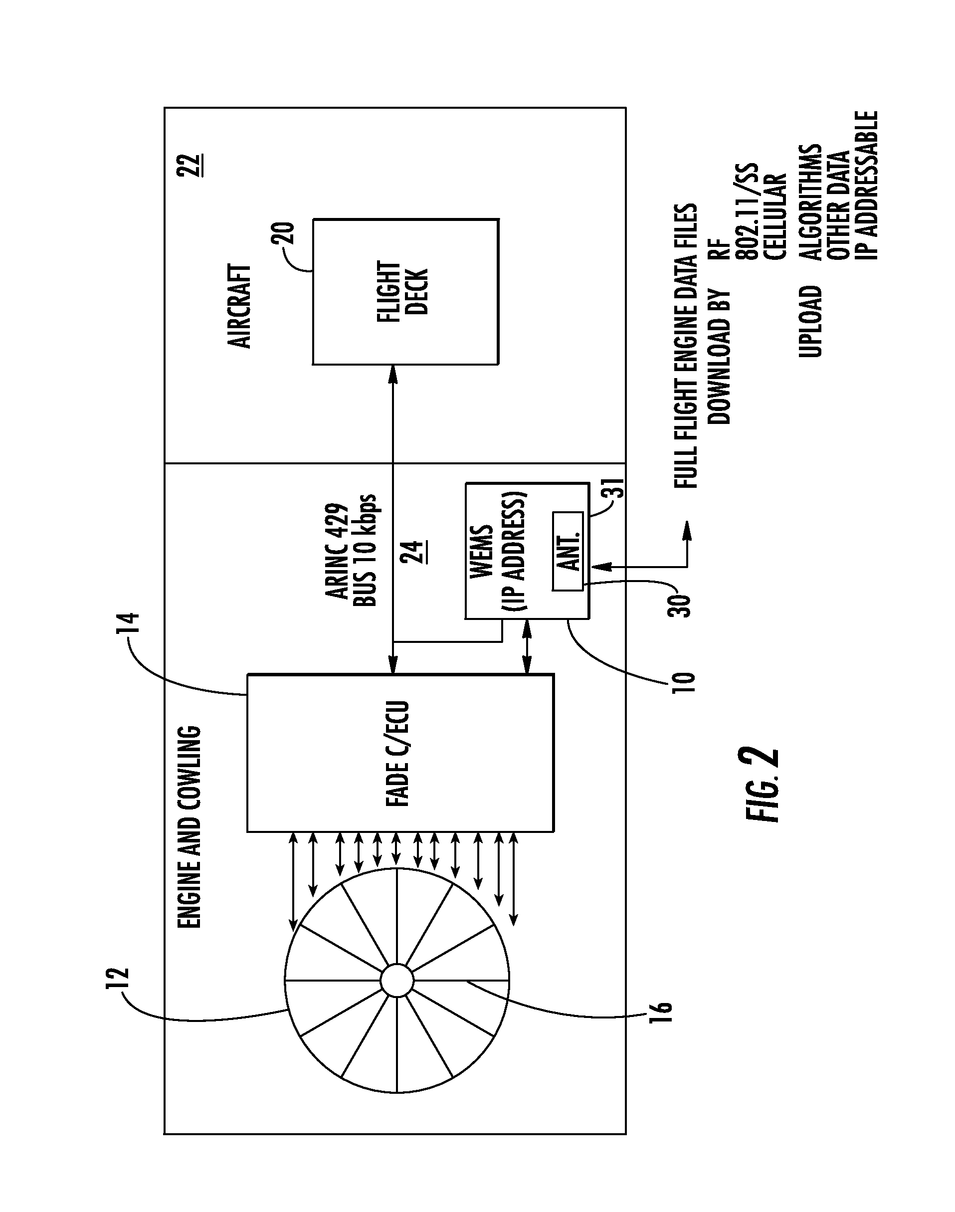 Wireless engine monitoring system with multiple hop aircraft communications capability and on-board processing of engine data