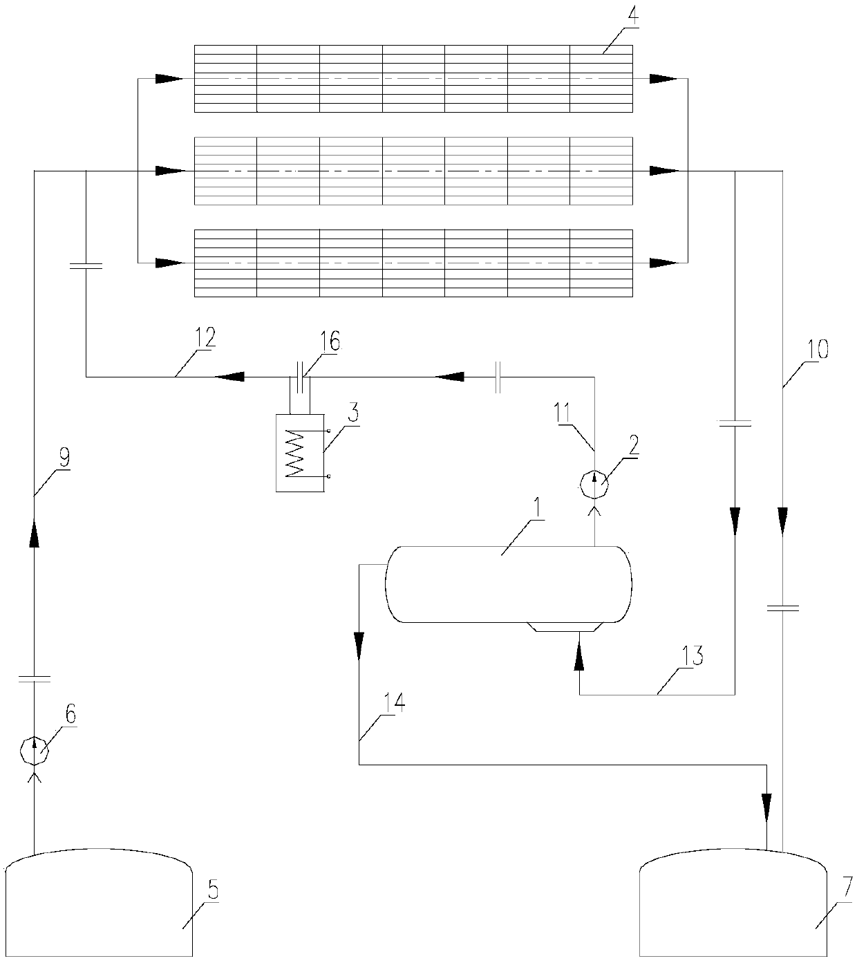 Fused salt linear Fresnel heat collecting field anti-condensing system and method thereof