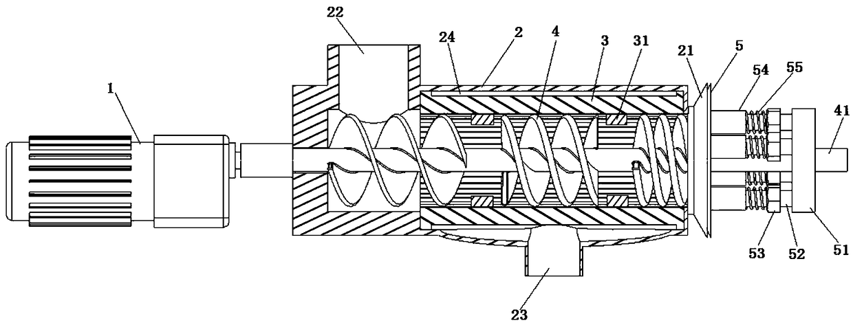 A screw extrusion solid-liquid separation device for feces with controllable solid humidity