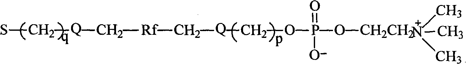 Fluorocarbon chain or/and hydrocarbon chain containing phosphatidylcholine blocking agent with hydroxyl or amino at tail end and polyurethane material for blocking same