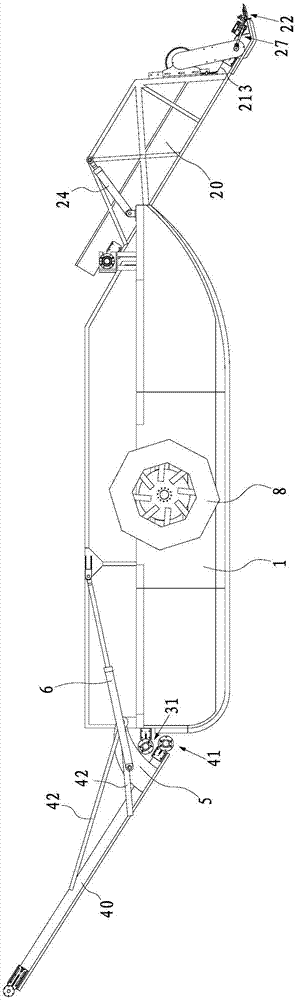 A kind of water surface cleaning ship with flip-up rear cabin