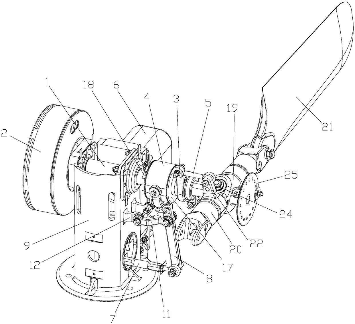 Drive system for change of pitch of helicopter tail rotor and helicopter