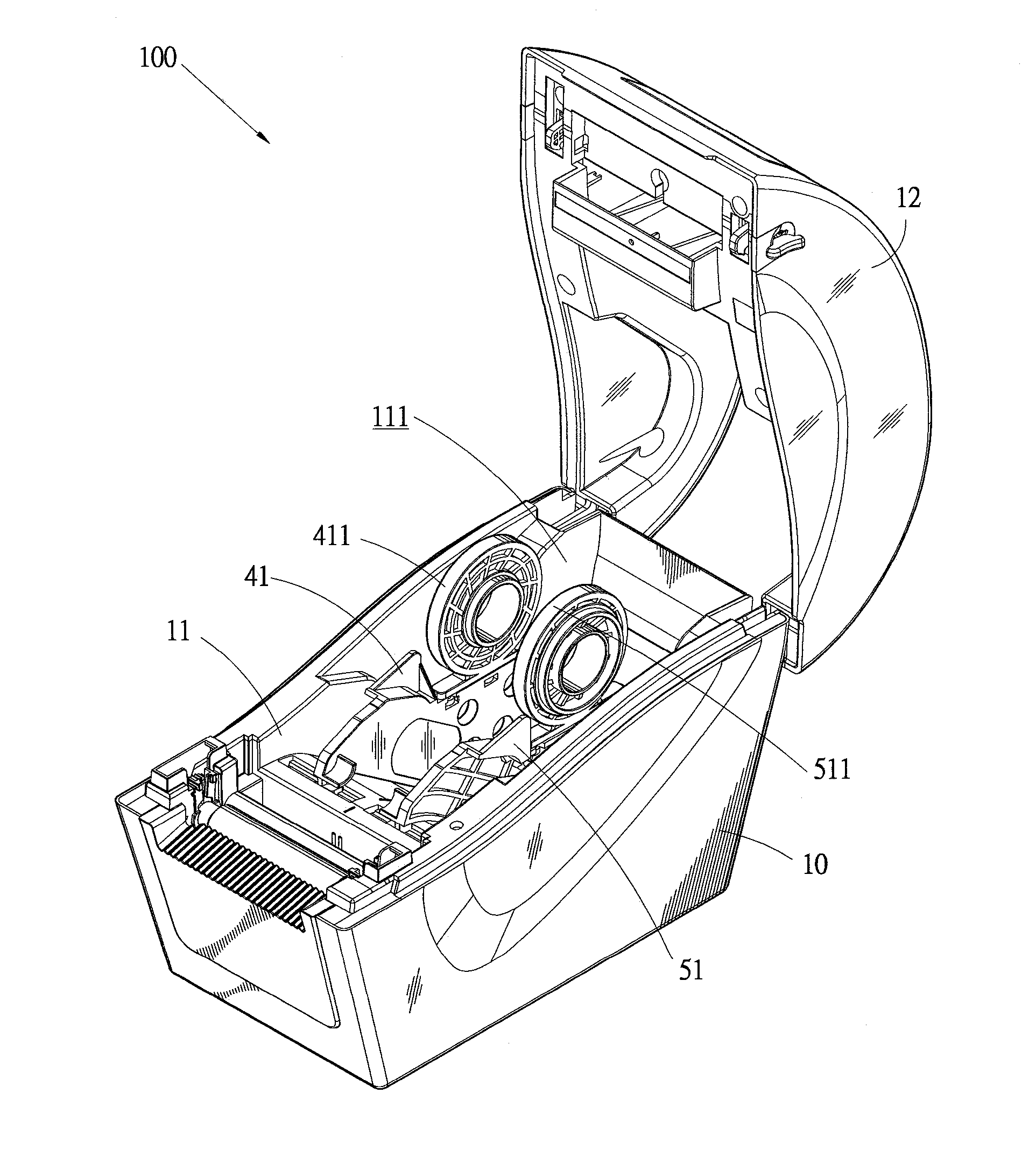 Printing medium clamp mechanism of barcode printer