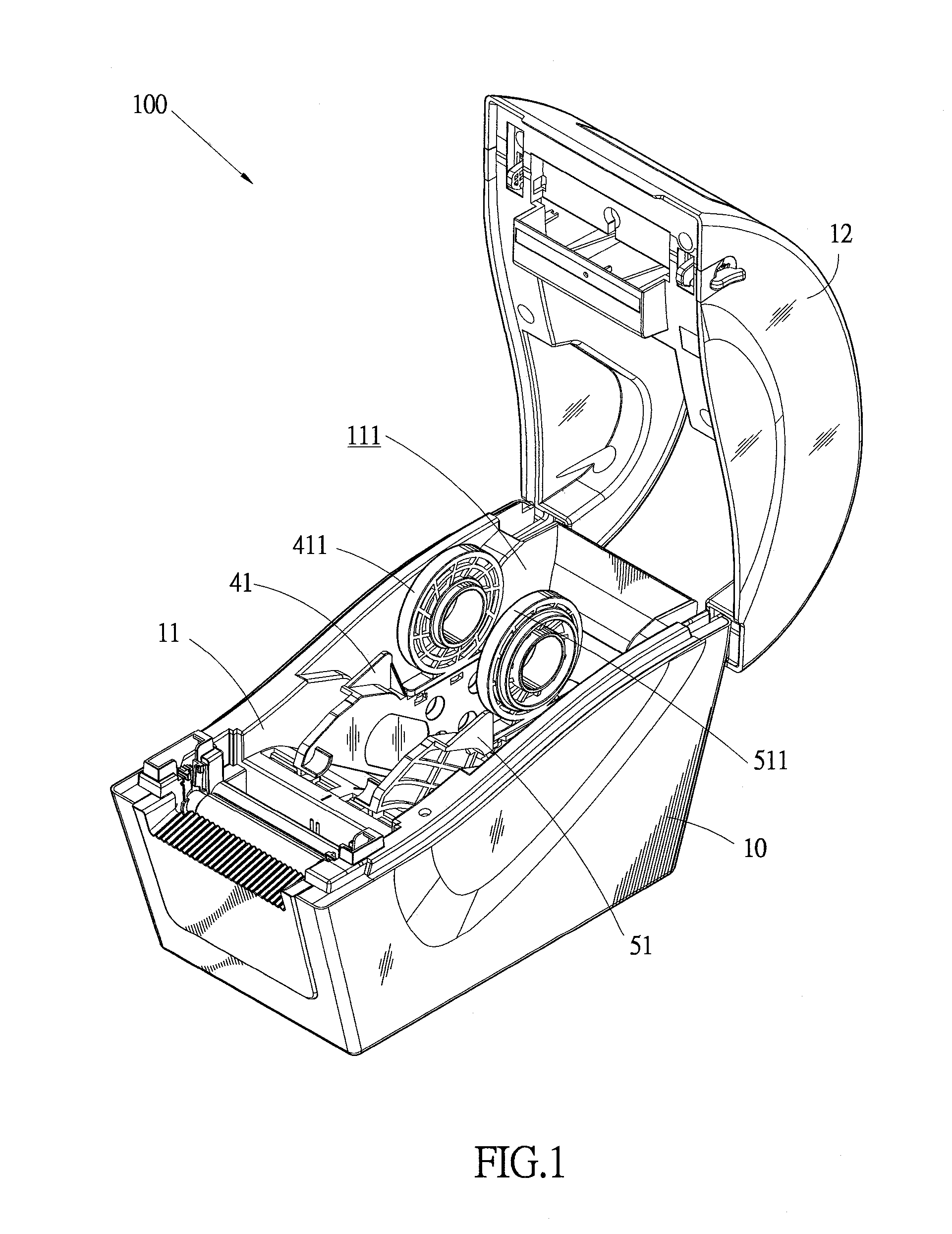 Printing medium clamp mechanism of barcode printer