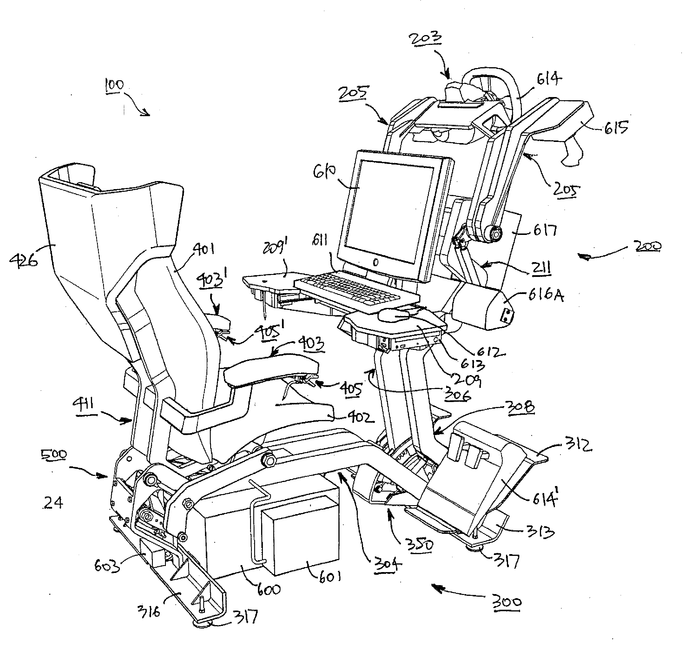 Integrated videogaming and computer workstation