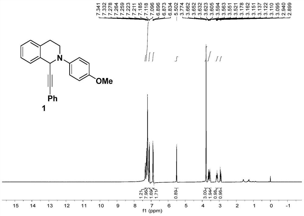 Alkynylated tetrahydroisoquinoline compound as well as preparation method and application thereof