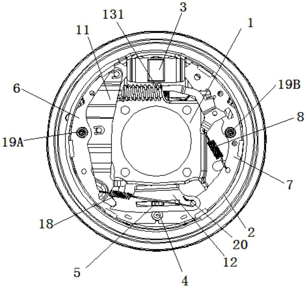 Two-way double collar shoe brake for parking