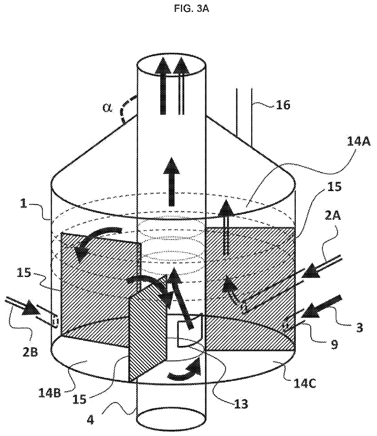 Conversion of a crude oil in a fluidised bed comprising zones with different contact times