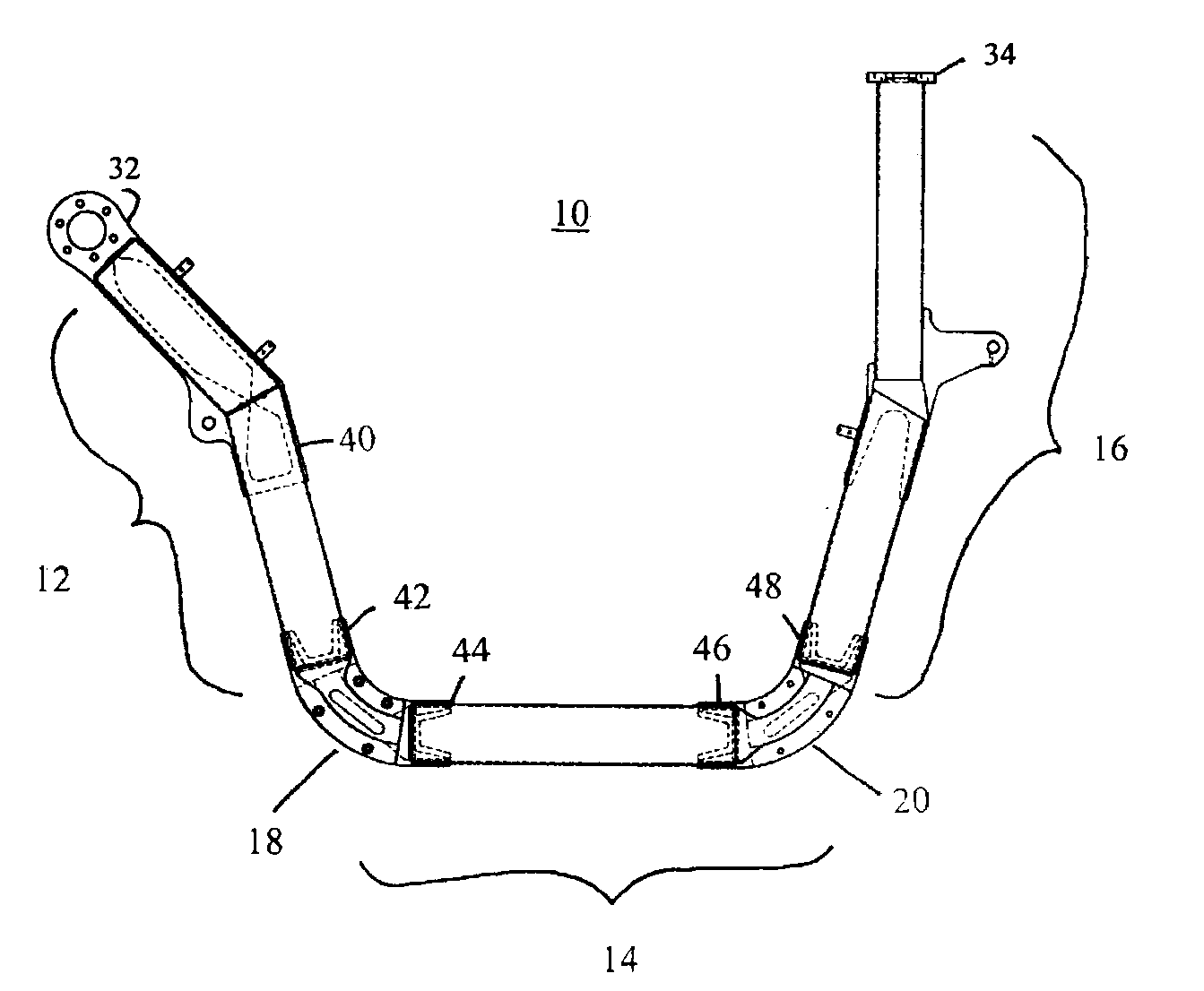 Three piece lift arm apparatus and method