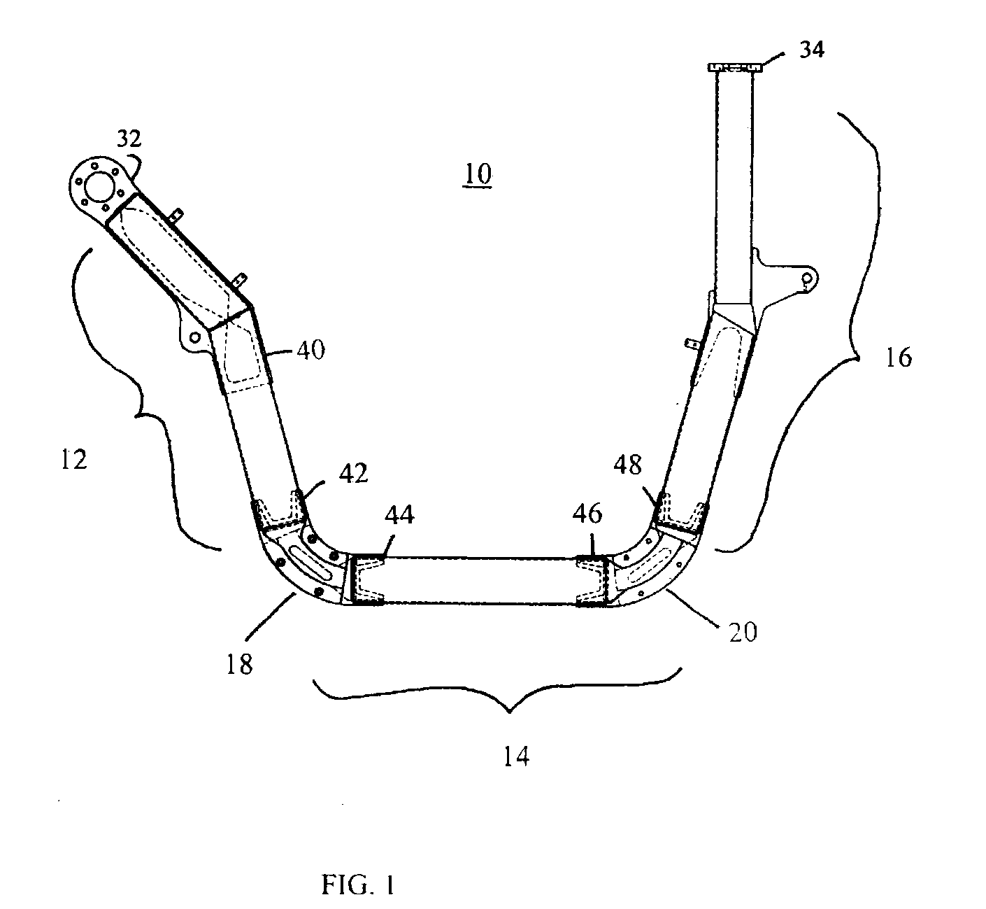 Three piece lift arm apparatus and method