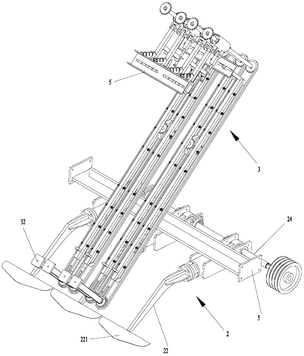 Earth and garlic separating mechanism of garlic harvester