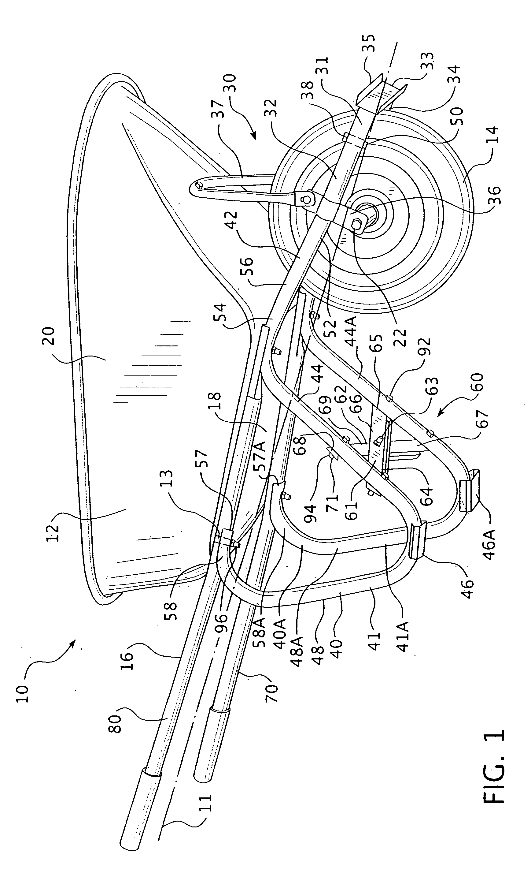 Folding leg brace for a wheelbarrow