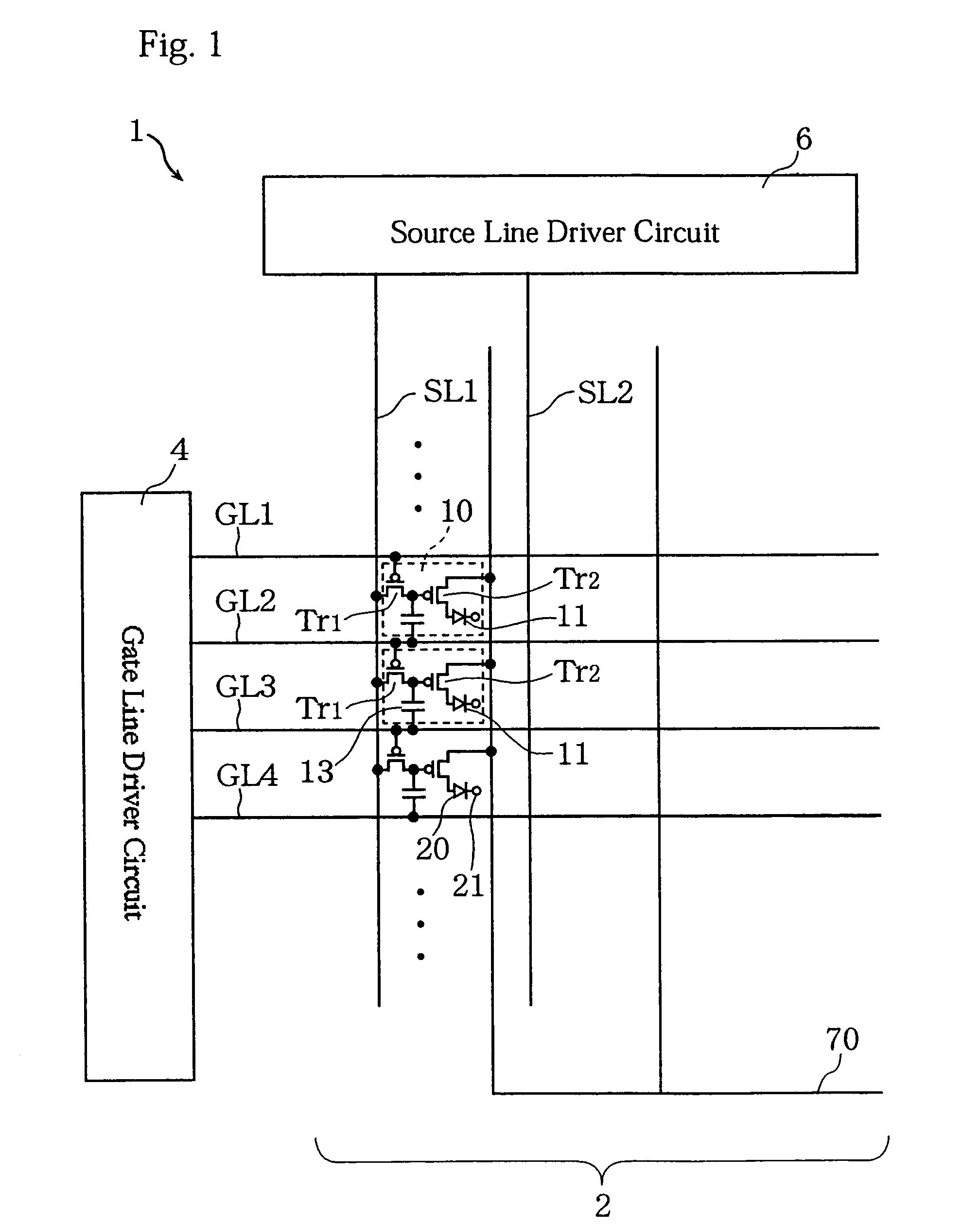 EL display device providing means for delivery of blanking signals to pixel elements