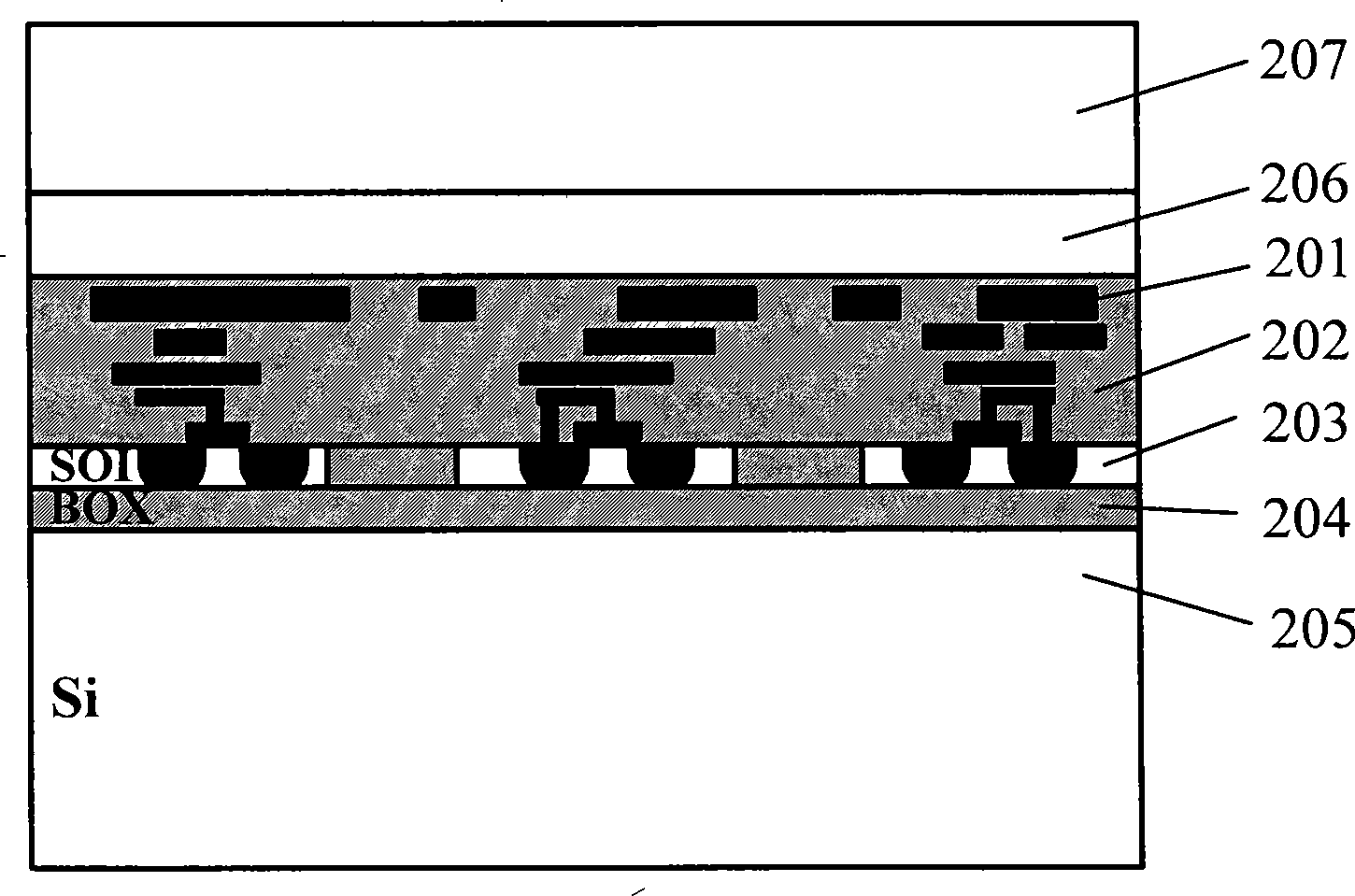 Realization method for 3-D integrated circuit based on SOI round slice