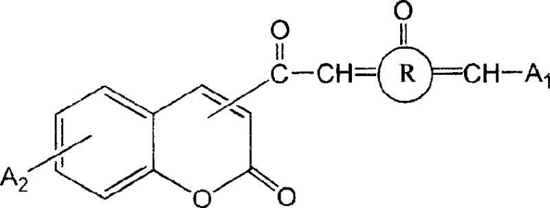 3- or 4- carbonyl substituted coumarin connected with naphthenones and its synthesis method and use