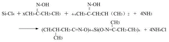 A kind of preparation method of liquid tetraketoxime base silane at room temperature