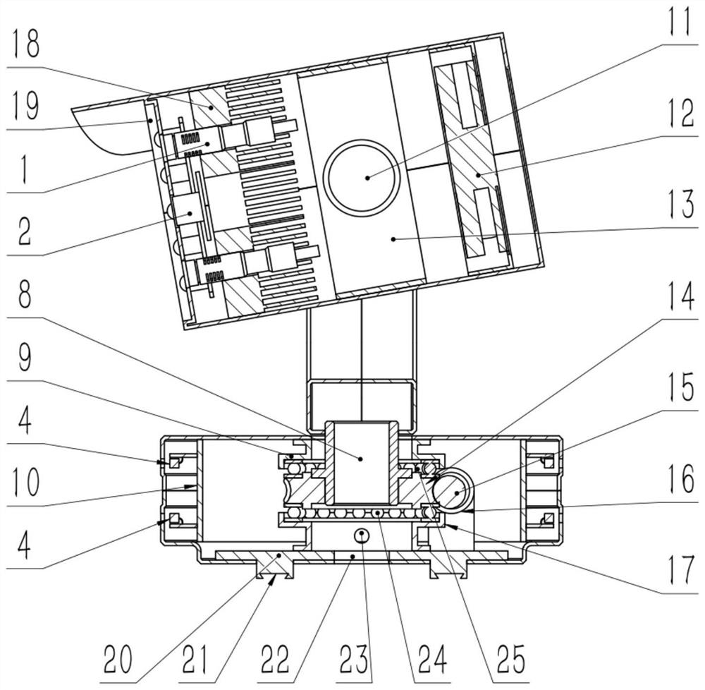 Vehicle law breaking horn-ringing monitoring device with active audio-visual function and monitoring method thereof