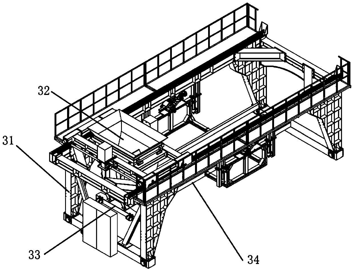 Automatic material distributing and vibrating system for concrete bridge deck slab and control method thereof