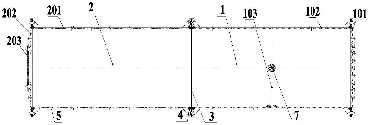 A cylindrical double-chamber structure internal explosion test device