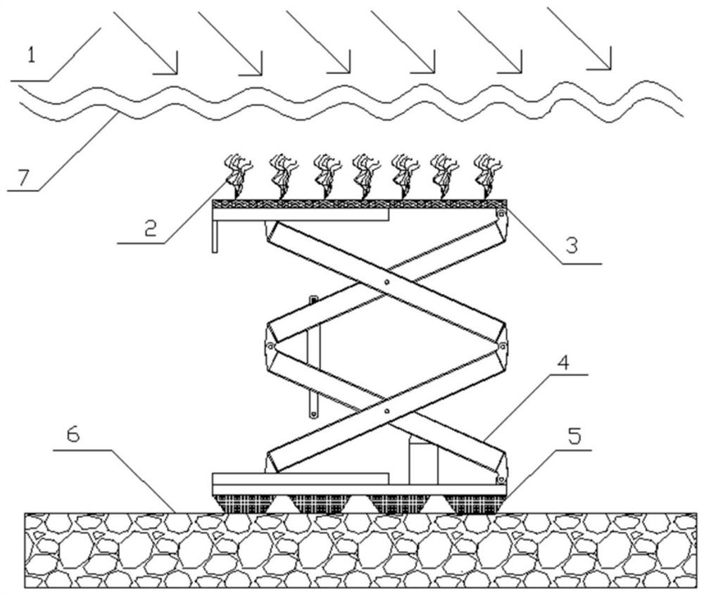 Fully automatic height-adjustable submerged plant planting bed and light intensity adjustment method thereof