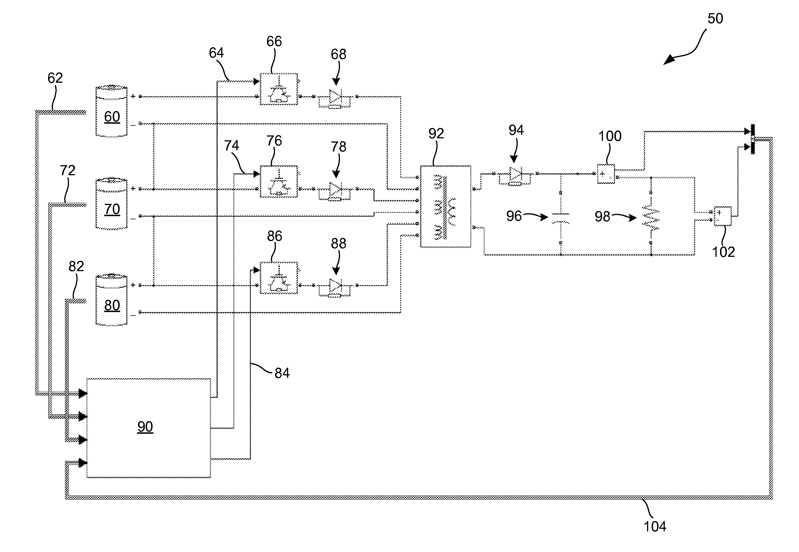 Scalable method of proportional active state of charge balancing for managing variations in the state of health of batteries