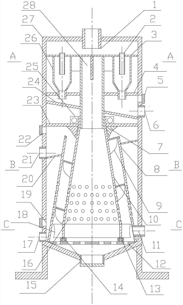 Self-drive centrifugal cyclone wet/dry water-powder-air separator