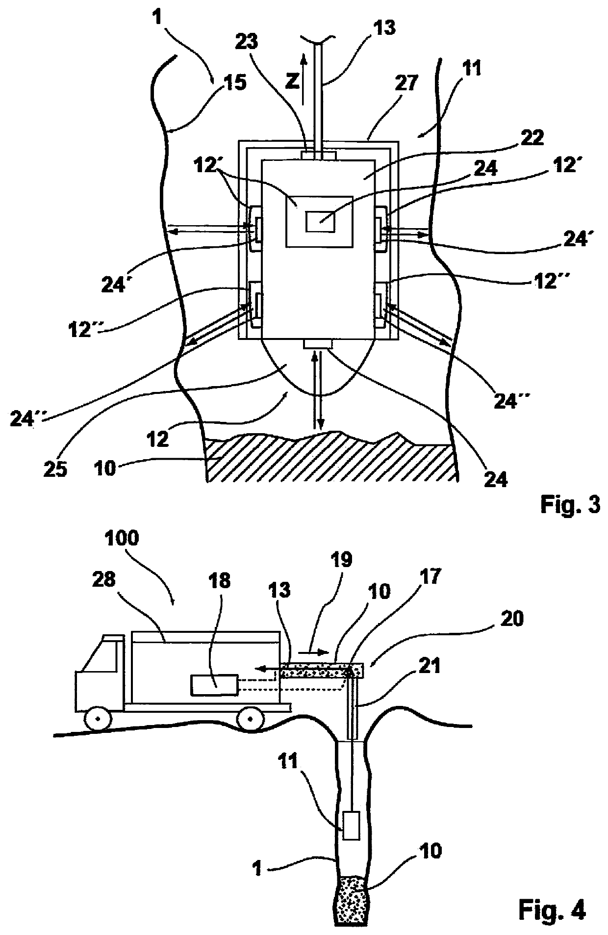 Method and device for controlled filling and inspection of blast holes