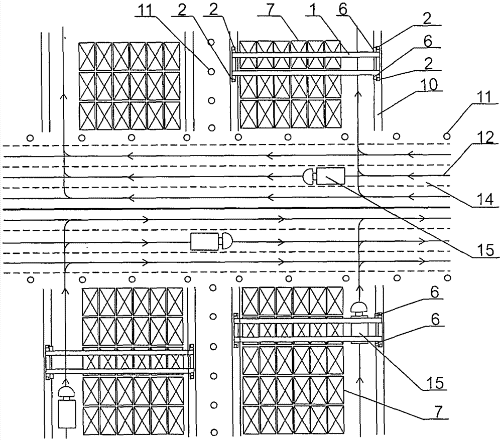 Container wharf flow equipment automatic walking method