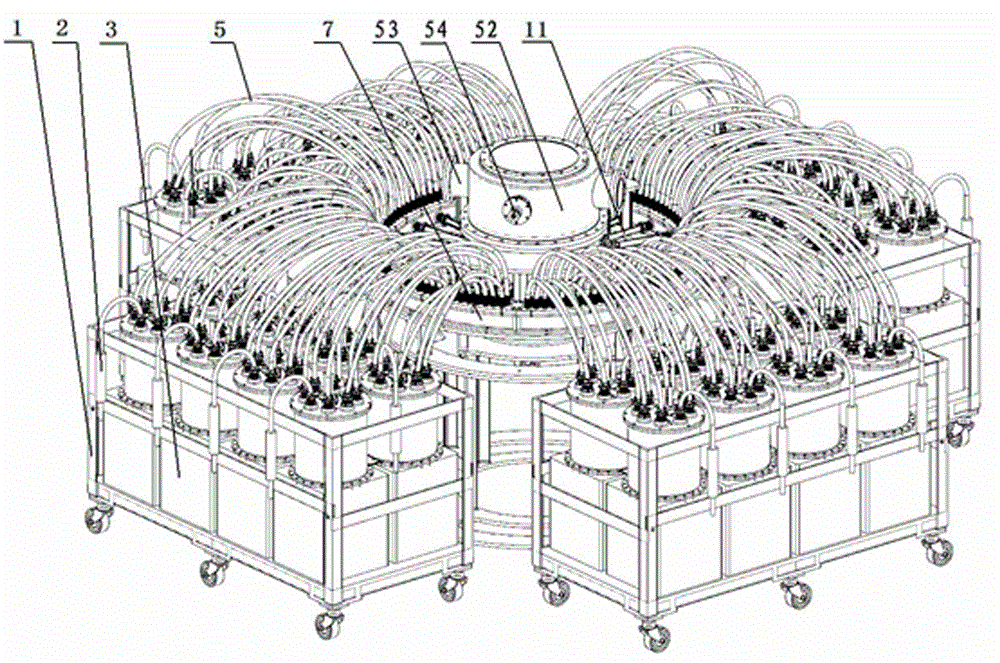 Cable transmission and multi-module current collection strong pulse current device