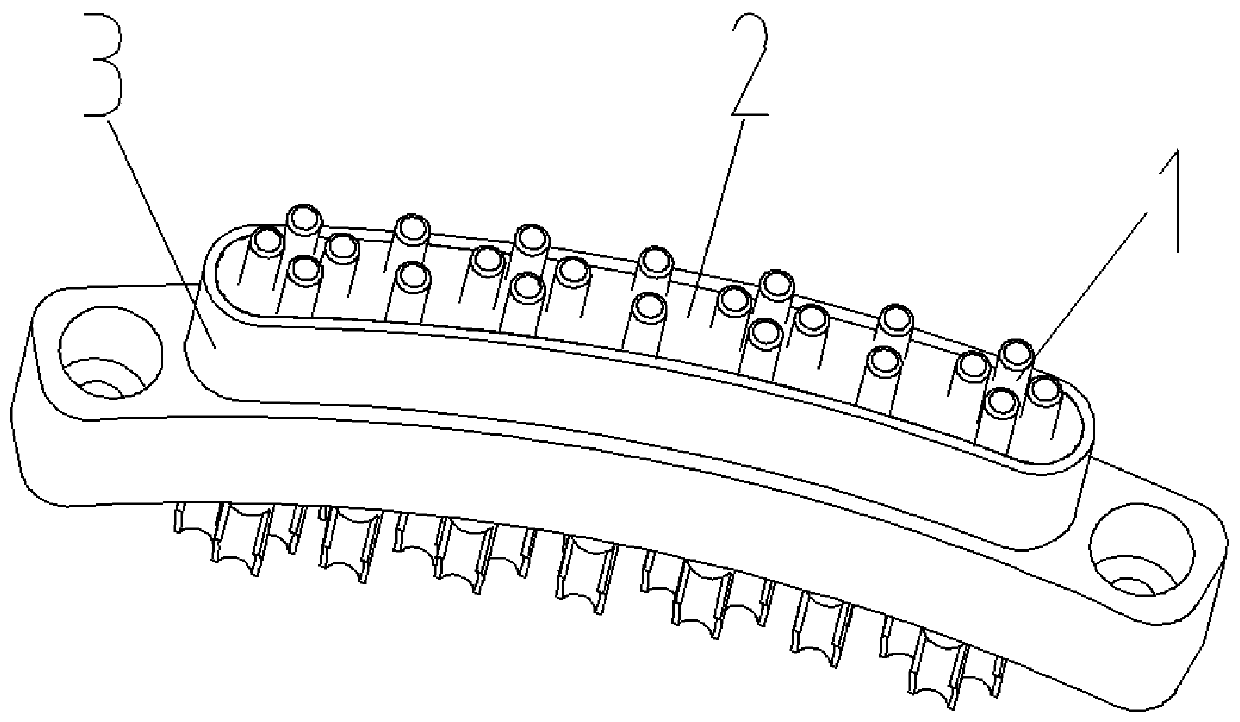 An arc-shaped air-tight differential electrical connector with elastic contacts