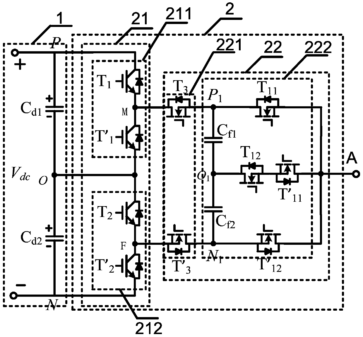 Hybrid multi-level inverter for permanent magnet traction system and control method thereof