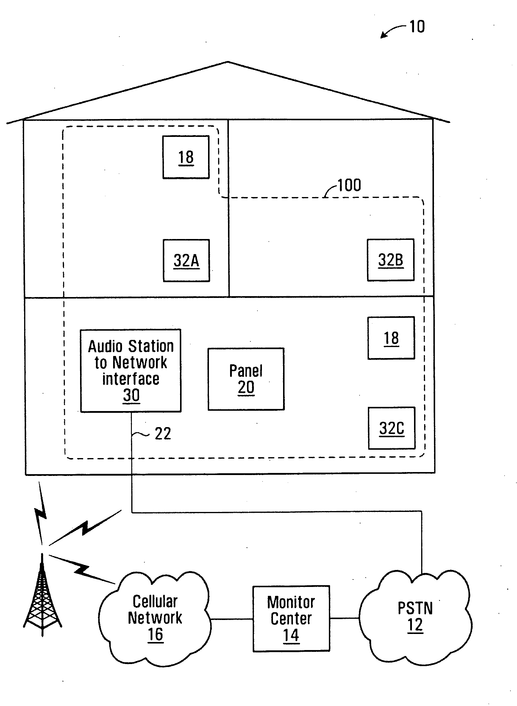 Alarm system providing wireless voice communication